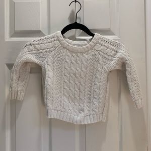 White cable knit sweater